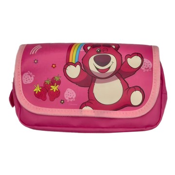 Disney 迪士尼 上翻雙層大容量筆袋  熊抱哥 桃紅色  1個