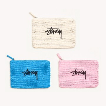 AirRoom 正品 2026SS STUSSY RAFFIA ZIP POUCH 編織 零錢包 卡片夾 卡夾 卡包