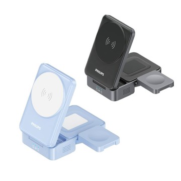 PHILIPS Qi2 三合一磁吸充電座(正式QI2.0認證 手錶充電 手機充電 無線藍牙耳機充電 充電支架設計，橫豎都能充