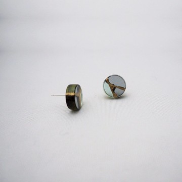 【金繼玻璃首飾】步上風景之片刻永恆純銀耳環(可改夾式)