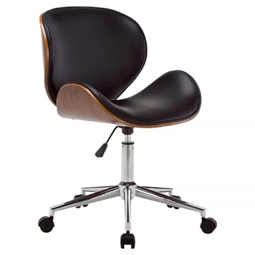 E-home 賽多納可調式曲木電腦椅 防水PU皮 電鍍金屬五爪腳 尼龍滑輪  51.5 x 51.5 x 79 - 91cm  黑色