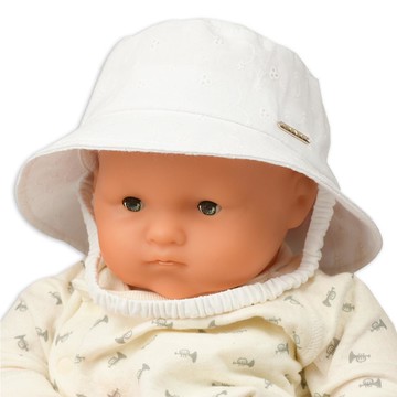 akachan honpo - 平頂帽 附防曬遮陽布-米白色