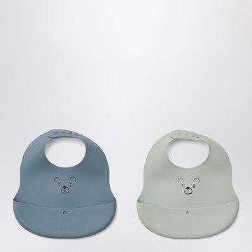 Set of two Ember bibs in blue/grey