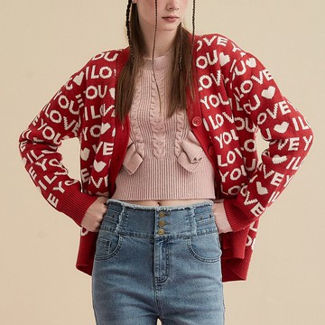 OUWEY歐薇 千萬寵愛緹花針織外套(紅色；S-L)3234165205