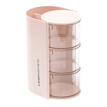 旋轉粉撲收納盒 3層  1個  粉色