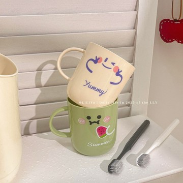 出清不補 特價下殺 牙刷杯 洗漱杯 漱口杯 水波 加厚 杯子 把手牙刷杯 牙杯漱口杯學生宿舍家用可愛刷牙杯子洗漱杯i