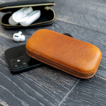 頂級植鞣皮革 【 壓褶單層收納包 駝色 】 小物袋 零錢包 壓褶 皮革 HZ02K