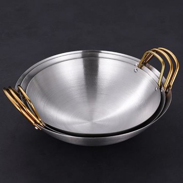 加厚不銹鋼干鍋鍋仔金耳酒吧鼎商用小火鍋酒精爐火鍋盆圓底香鍋盆