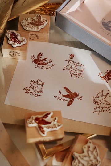 櫸木印章套組-Love and peace(6入)