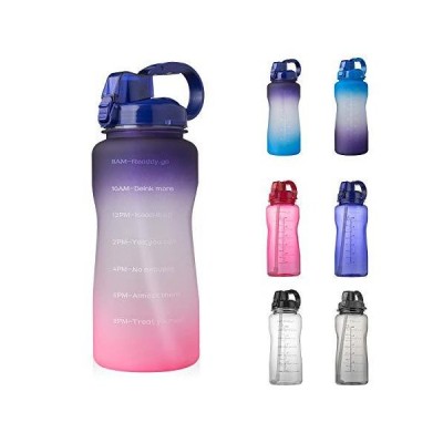 YIREN Half Gallon Water Bottle with Straw and Motivational Time Marker Larg