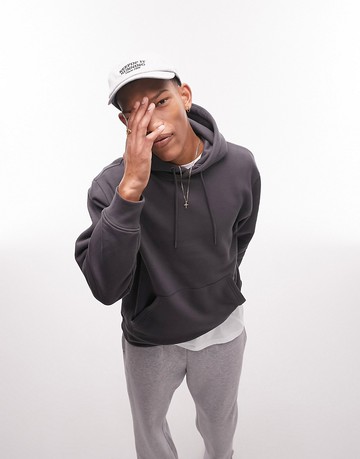 Topman hoodie in charcoal-Grey