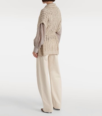 Brunello Cucinelli Dazzling silk and linen-blend wrap cardigan