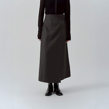 QUEENSHOP_F 素面側綁帶開衩西裝長裙-深灰 S/M/L 現+預 【03021671】