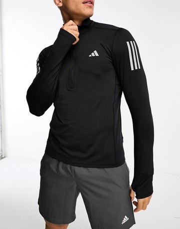 adidas Running Own The Run half zip in black