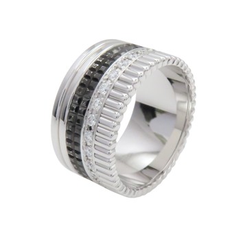 BOUCHERON 寶詩龍 18K白金 黑色陶瓷 鑽石 Quatre 戒指 60 【二手名牌BRAND OFF】