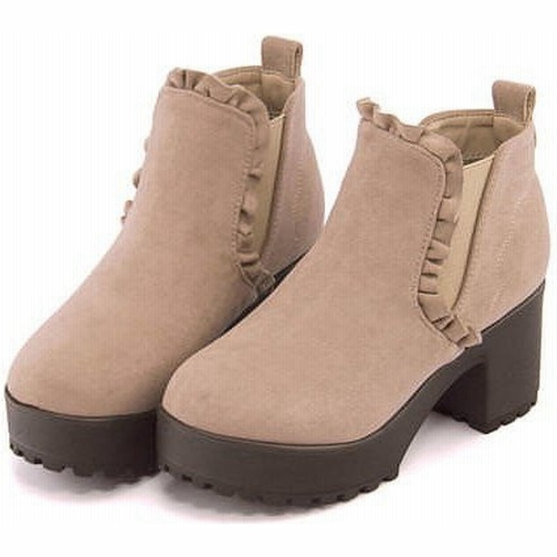 リズリサ 厚底 サイドゴアブーツ ショートブーツ 太ヒール レディース フリル 軽量 プラットフォーム 美脚 Liz Lisa 2937 ピンクベージュスエード 通販 Lineポイント最大0 5 Get Lineショッピング