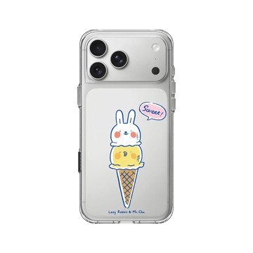 iPhone 17 Pro Max Clear Case（相機按鈕） 透明 - 懶散兔與啾先生 Lazy Rabbit and Mr.Chu - 冰淇淋