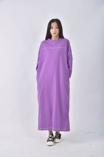 (M) alma design棉質口袋紫色洋裝