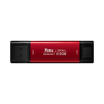 TCELL TC100 Dual Portable SSD 雙介面行動固態硬碟(曜石紅) 512GB
