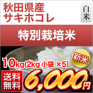 新米 令和5年(2023年)産 秋田県産 サキホコレ 白米 10kg(2kg×5袋) 2年連続特A評価 