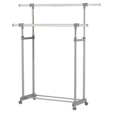 KI WISH 居家生活 可伸縮雙桿衣架 曬衣架 吊衣架  103~180 x 92~160 x 44cm  日式無印灰