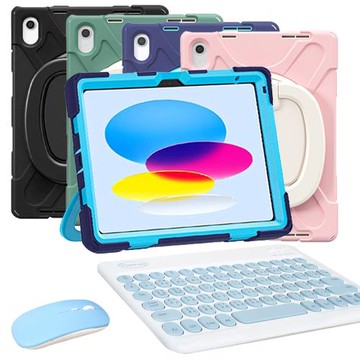 Powerway For 2025 iPad (A16) /10代專用圓環型藍牙鍵盤/包護殼(送同色無線滑鼠)