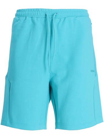 BOSS - logo-embossed track shorts - men - Recycled Polyester/Cotton/Elastane - M - Blue