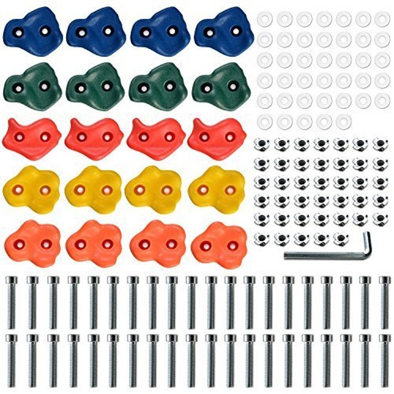 ODOLAND 子供クライミングホールド 20個セット【20クライミングホールド+40爪付きナット+40ボルト+40平ワッシャー】 多彩・安全・取り付  通販 LINEポイント最大0.5%GET | LINEショッピング