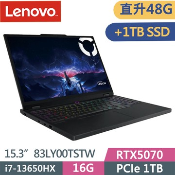 Lenovo Legion 5i 15IRX10 83LY00TSTW(i7-13650HX/16G+32G/1TB+1TB SSD/RTX5070/15.3/W11)特仕