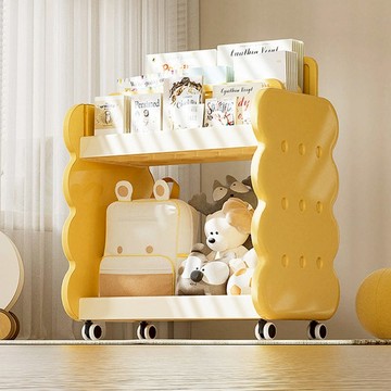 乳酪夾心童趣風兒童繪本玩具分類收納櫃(附輪+1高+2低隔板)-DIY 單一規格