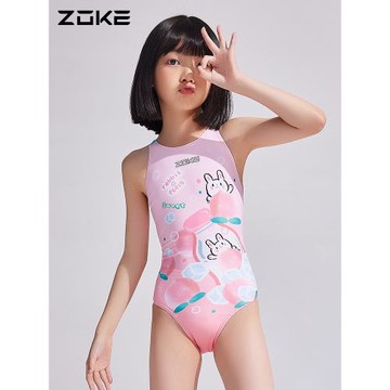 洲克兒童泳衣女童三角專業訓練青少年比賽zoke女孩競技大童游泳裝