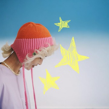 小花飄飄雙色針織帽(橘粉)