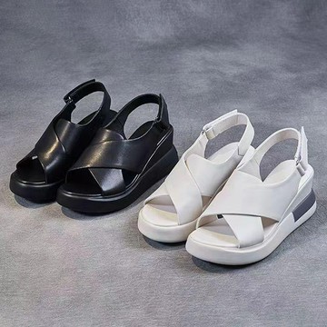 【韓國K.W.】Y7914現貨40碼韓妞首選美艷絕倫坡跟美學涼鞋休閒鞋(厚底鞋/平底鞋/小白鞋/健走鞋/運動鞋)