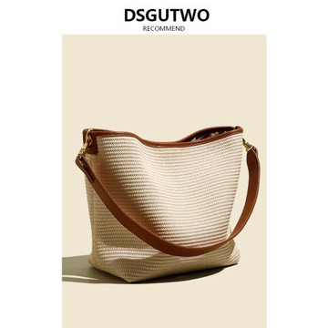 DSGUTWO 包包女新款歐美時尚洋氣爆款夏季草編沙灘包單百搭單肩包