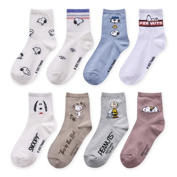 【ONEDER旺達】史努比系列中統襪 台灣製棉襪女襪