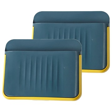 E.dot 壁掛式雙層門後拖鞋置物鞋架 深藍色 節省空間  2個