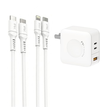 FeeLTEK 66W PD快充 充電頭+CL線+CC線  White  1組