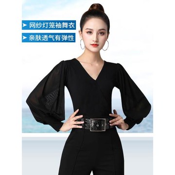 摩登舞上衣國標舞網紗高端舞蹈服時髦跳舞衣練功服拉丁舞服新款女