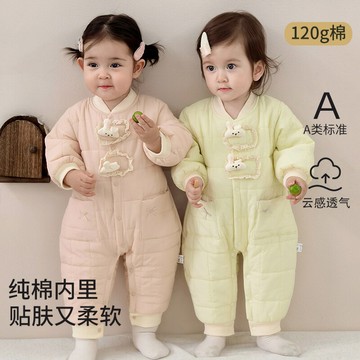 嬰兒衣服秋冬季新款女寶寶夾棉連體衣加厚滿月新生兒外出抱衣爬服鑫弘-萌寶童裝可開發票