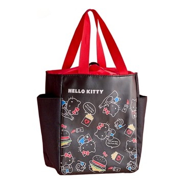 Hello Kitty 凱蒂貓 束口保溫保冷袋 鋁箔內層隔熱  200 x 240 x 130mm  漢堡  1個