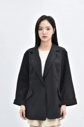(L) fashion 西裝薄款黑色外套