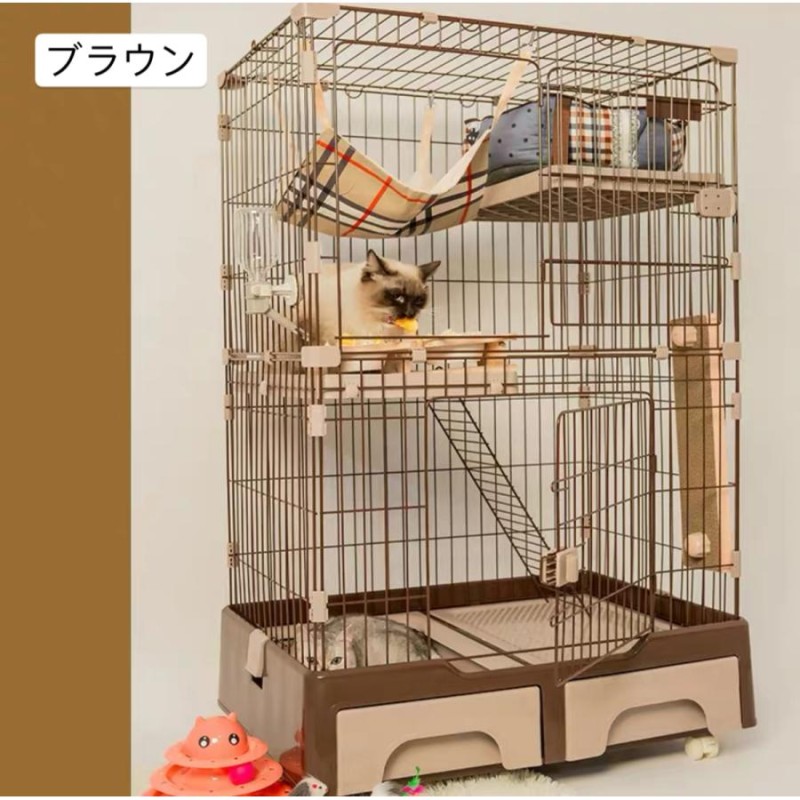 高品質 (୨୧•͈ᴗ•͈)ꕤM.ショップ 猫ケージ 2段+キャットタワー 2点 猫 