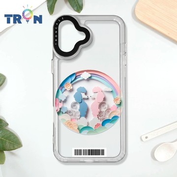 TRON iPhone 16 PLUS 可愛紙雕貴賓 防摔太空載具殼 透白 軟硬 手機殼