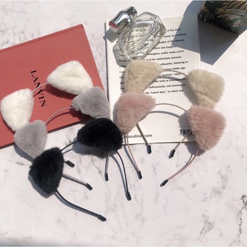 7384現貨㊣【毛絨系列】韓國貓咪搭配聖品日韓簡約貓耳朵髮箍可愛超萌少女心頭箍網紅同款熱賣頭飾蝴蝶結毛毛毛絨髮帶兒童