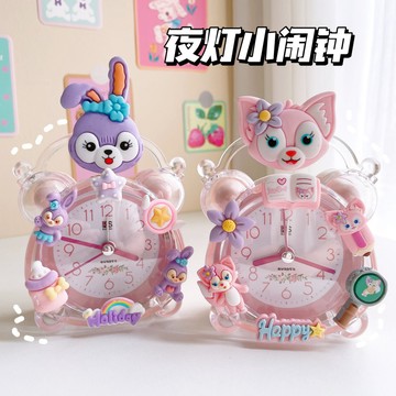 ✨臺灣出貨✨哈嘍KItty鬧鐘夜光新款兒童凱蒂貓鬧鐘 臥室女孩起牀座鐘KT貓擺件