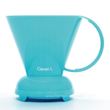 Clever 台灣手沖咖啡聰明濾杯C-70777奶油亮藍色L號大容量500ml/盒_每盒附濾紙100張+滴水盤1入+上蓋1入