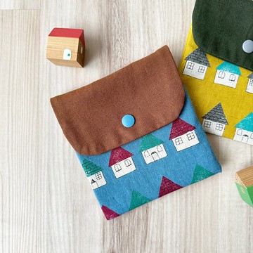 【River】方方收納包/日本布料/房屋/藍