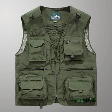 【43%回購率】男休閑馬甲定制印字印LOGO透氣網眼薄款背心工作服坎肩多口袋外套-Misaki精品
