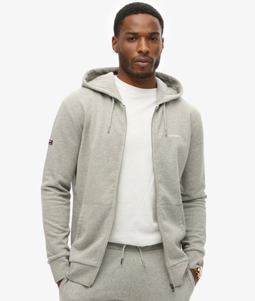 Superdry Men's Plain Zip Hoodie Grey Size: M