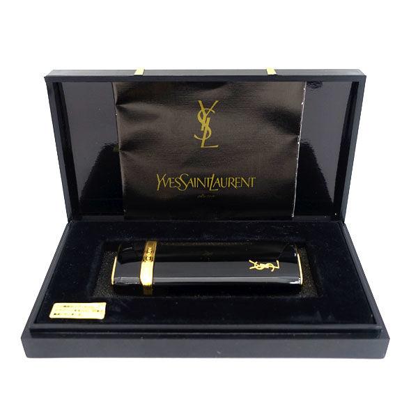 YVES SAINT LAURENT   イヴ・サンローラン  ガスライター ロゴ ブラック×ゴールド 未使用品 ケース メンズファッション 中古